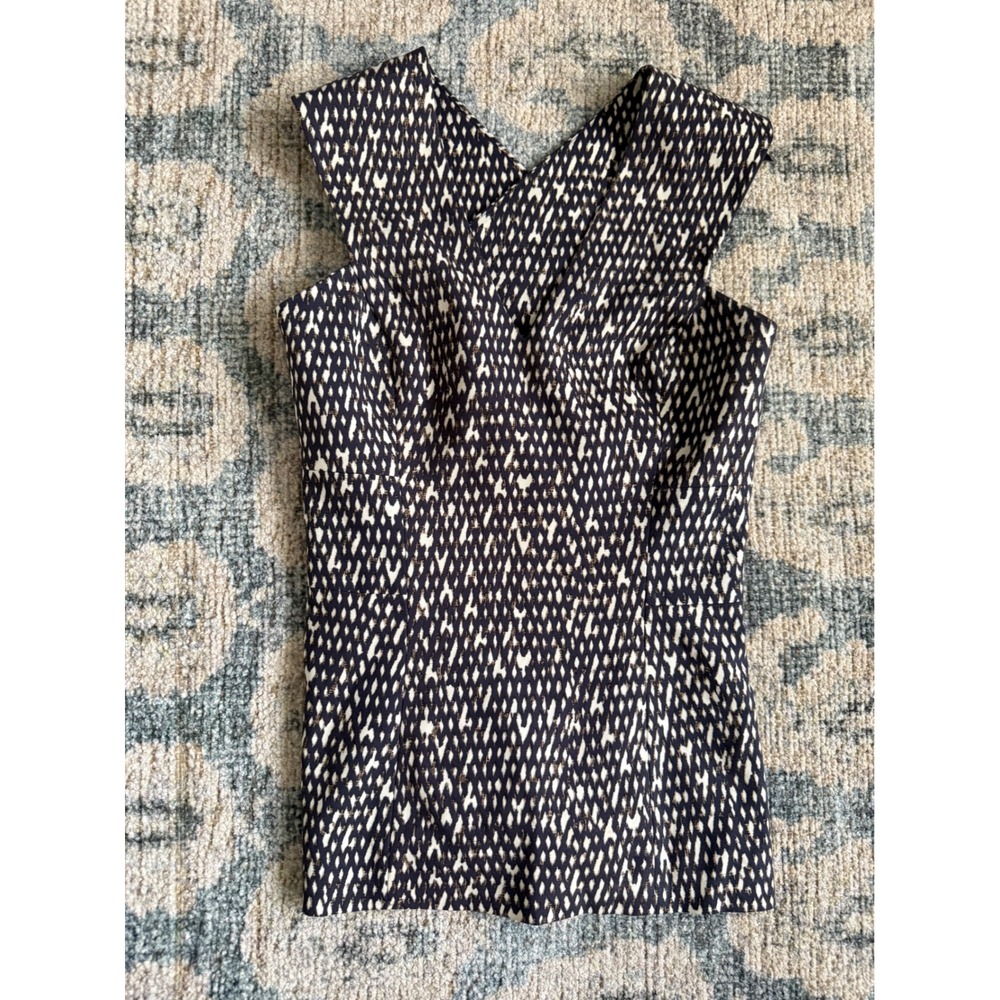 SABA Basketweave Print Halter Neck Cross Back Tank Top‎ Sz 6 Excellent Condition